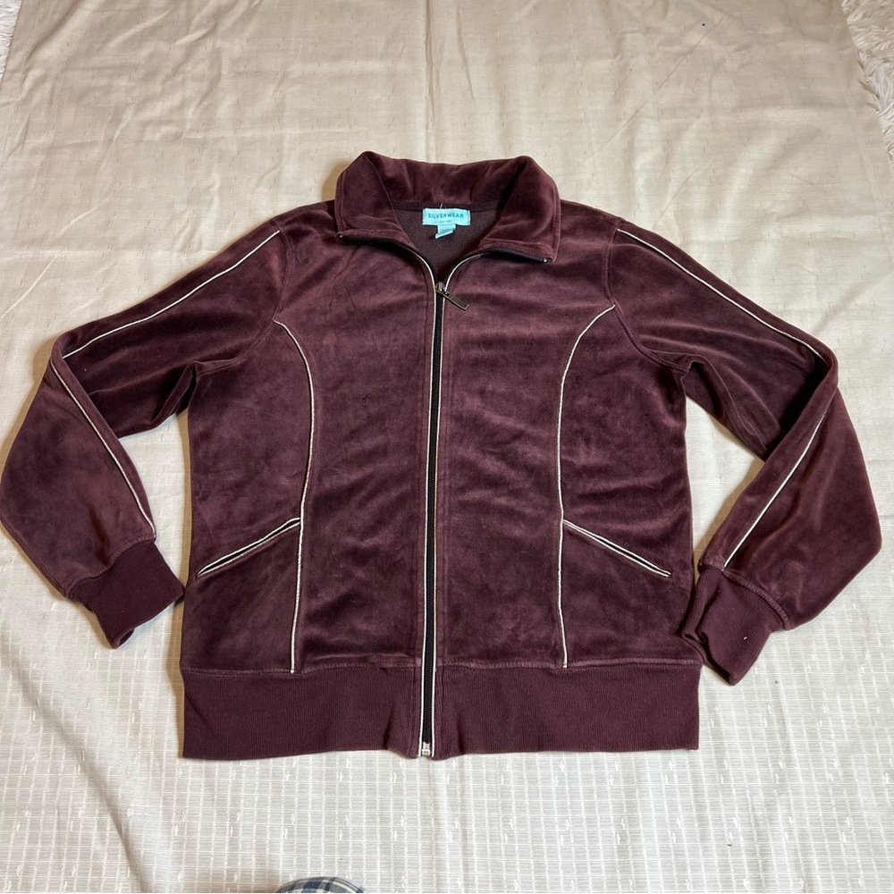 silverwear vintage zip up Purple Long Sleeve Track sweater Size Small